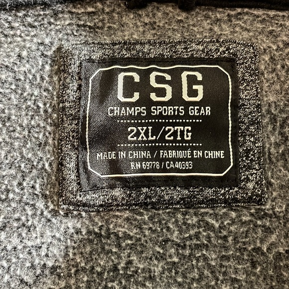 Champs sport gear size 2XL black & gray hooded sweatshirt faux leather trim - Picture 6 of 9